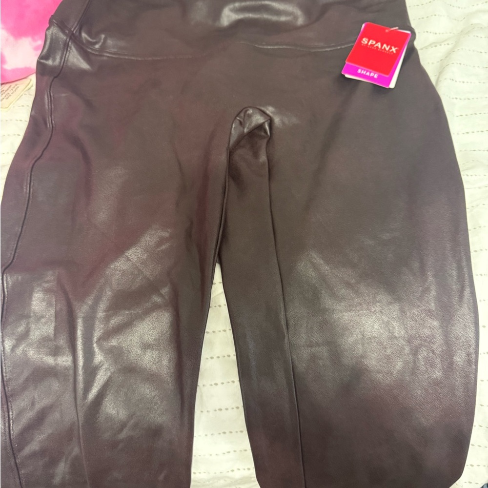 SPANX Chocolate Faux Leather Leggings